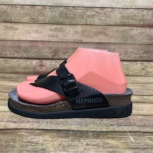 Mephisto Black Leather Helen Sandals